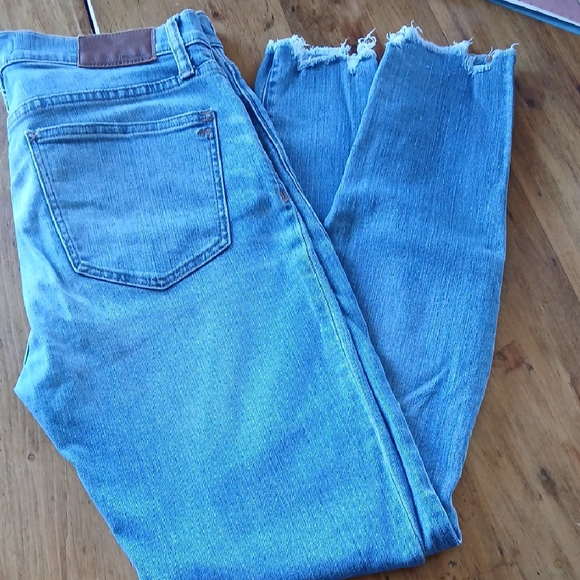 Madewell Blue Skinny Jeans with Raw Hem - Picture 4 of 9
